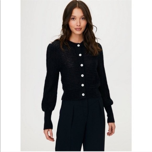 Aritzia Wilfred Alessia Cardigan Black Mohair Alpaca Wool Button-Up Sweater - Picture 1 of 5